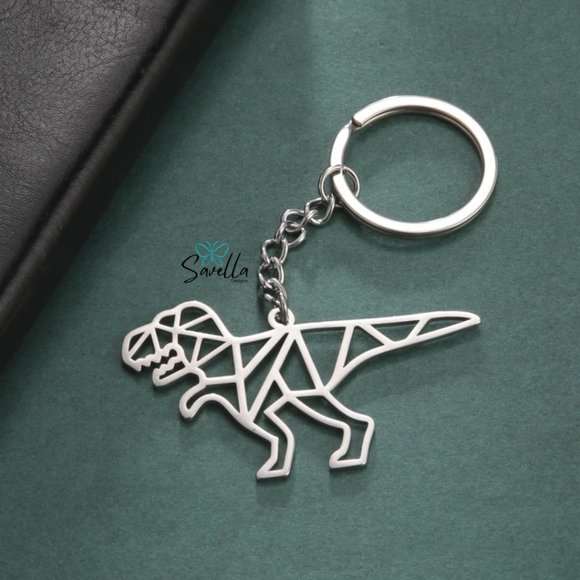Stainless Steel Dinosaur Keychains - Picture 2 of 5